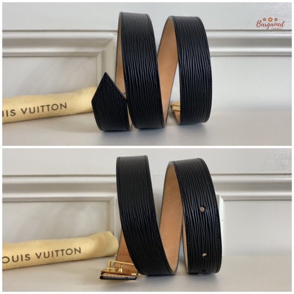 Authentic Louis Vuitton Black Epi Calfskin Leather Essential V Buckle Belt 80/32 main image 6